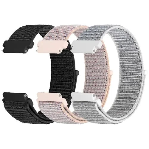 WNIPH 3 Piezas Correas de Nylon para Reloj Compatible con 18mm 19mm 20mm 22mm 24mm, Transpirables, Suaves y cómodas para Hombres y Mujeres