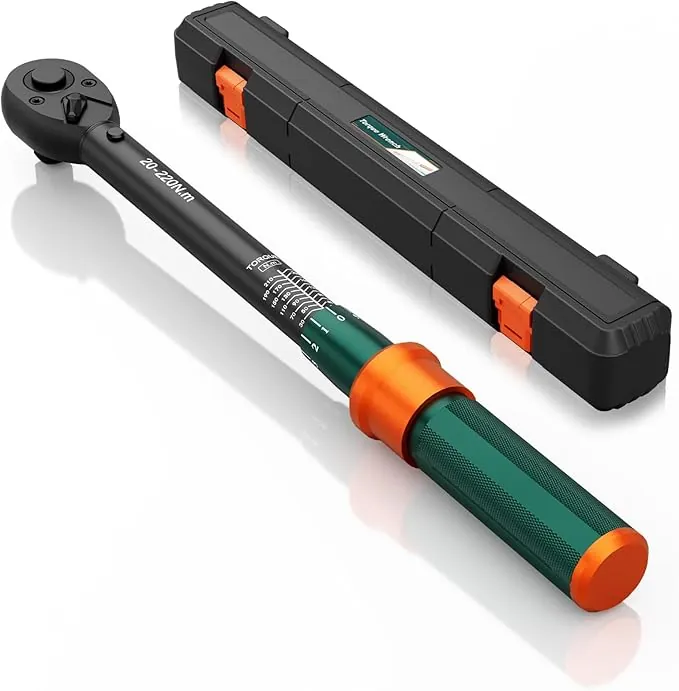 Llave Dinamometrica 1/2", 20-220Nm, 72 Dientes Cabezal Reversible Llave Dinamometrica Coche, Precisión ±3%, para Reparación y Mantenimiento de Moto, Coche y Camión
