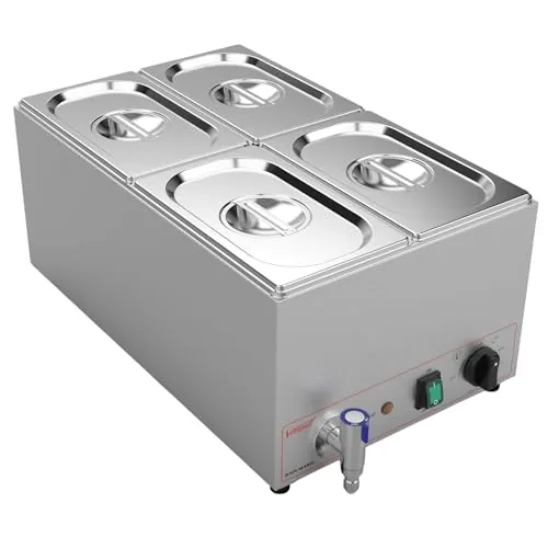Valgus Calentador de Alimentos Comercial de Acero Inoxidable de 4 Secciones