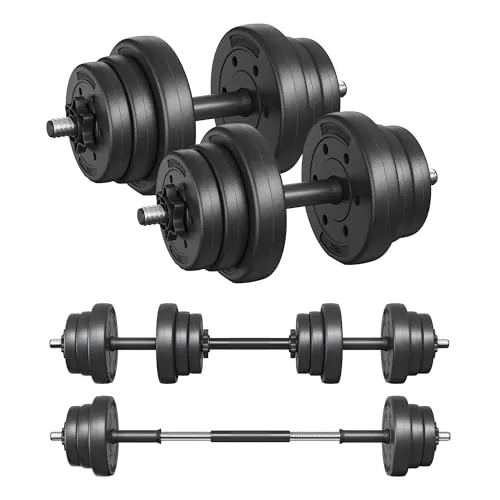 SONGMICS Juego de Mancuernas Ajustables 2 en 1, 20 kg Dumbbells Set