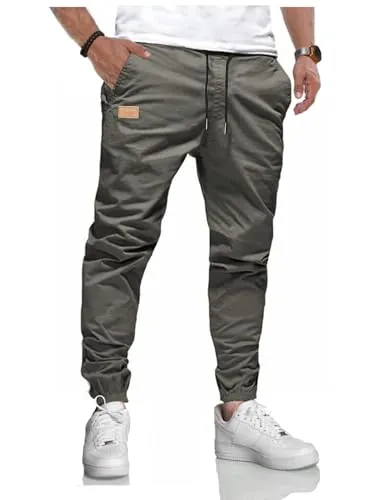 LIUPMWE Pantalones de Trabajo Hombre Casual Elásticos Jogging Pantalón Algodón Slim Fit Cargo Pants con Bolsillos Otoño Inviernos,Gris,M