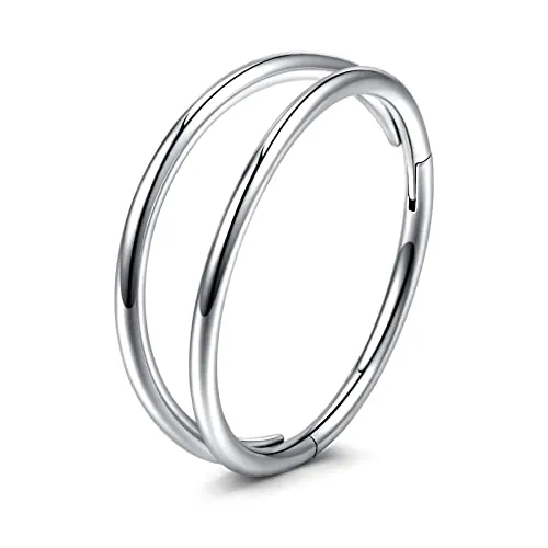 VFUN 20G 6MM 316L Acero Quirúrgico Hinged Clicker Segmento Piercing Septum Aro Doble Mujer Tragus Conch Helix Cartilago Piercing Pendiente Plata