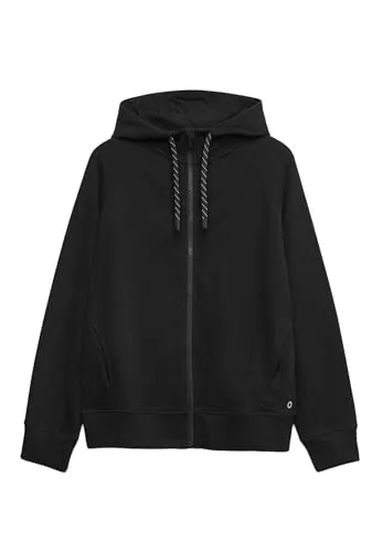 Marks & Spencer Sudadera con Capucha Informal de algodón con Cremallera Negro M
