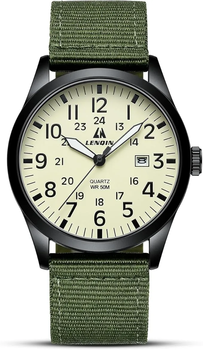 LN LENQIN Reloj Hombre Relojes Militar Campo Reloje Analógicos De Cuarzo para Hombres Relojes De Pulsera Impermeables con Fecha Correa De Nailon Reloj Deportivo Táctico Militar