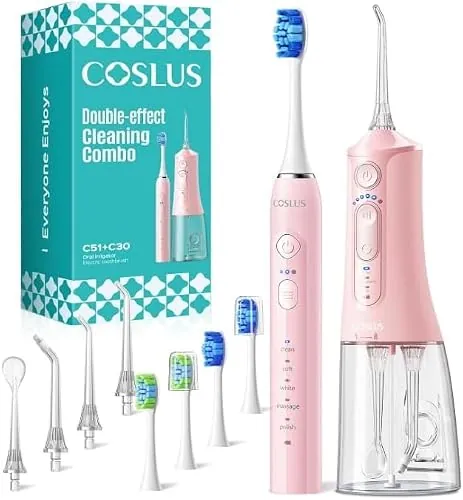 COSLUS C51C30 Cepillo de Dientes Eléctricoo con Irrigador Dental 2-1 Kit