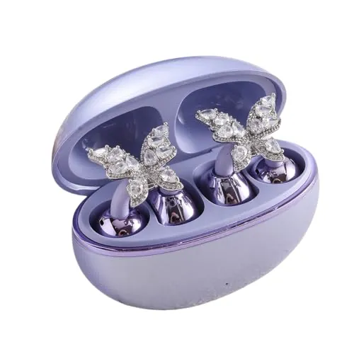 Pendientes de mariposa de cristal para auriculares abiertos, elegante accesorio de clip (solo los manguitos, auriculares no incluidos)
