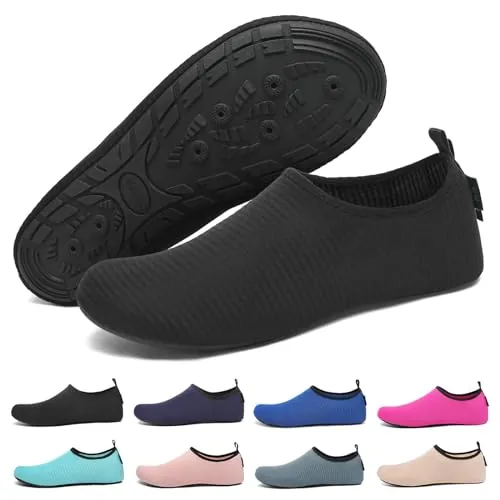 SAGUARO Escarpines Hombre Mujer Agua Zapatillas de Playa Secado Rápido Calzado de Agua Antideslizante Escarpines para Surf Buceo Rio Piscina Negro Ahumado Gr.38/39