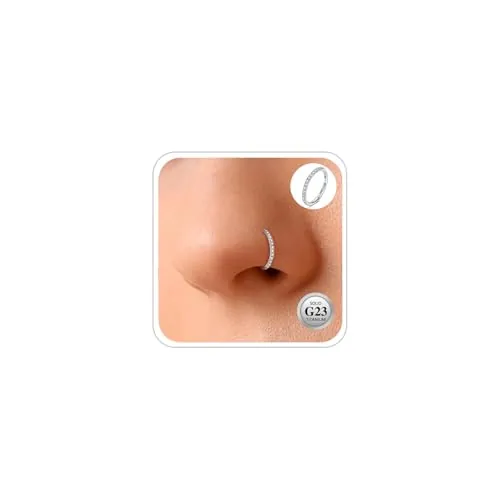 ESHIONER Piercing Nariz Aro G23 Titanio Pendientes Nariz Piercing Nostril Tragus Septum Helix Daith Piercing Labio Inferior Plata Oro 6MM 16G