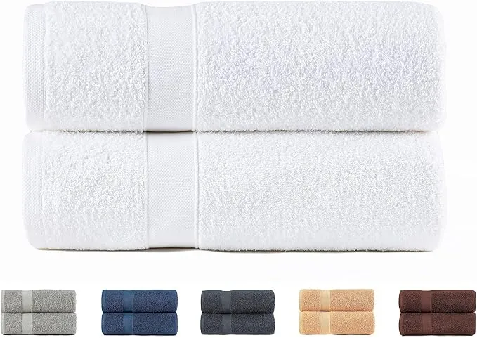 Todocama – Juego de 2 Toallas de baño Grandes, 100% algodón de 550 gsm Extra Suaves, Altamente absorbentes y de Secado rápido. Medida 100x150 cm, Color Blanco.