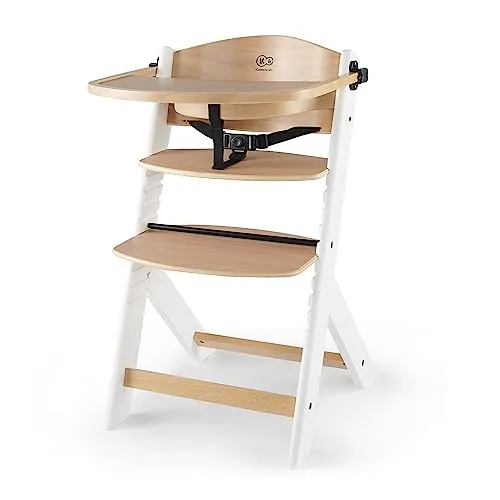 kk Kinderkraft Trona Bebé de Madera ENOCK, Evolutiva Silla Alta, Ergonómica, Regulable, Blanco
