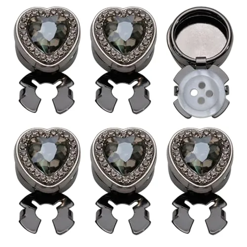 6 Piezas Cubierta de Botones de Diamantes de Imitación, Adornos de Botón de Camisa de Mujer, Clips de Botón Brillantes de Moda Accesorios Formales, para Vestidos Trajes Esmoquin Accesorios de Camisa