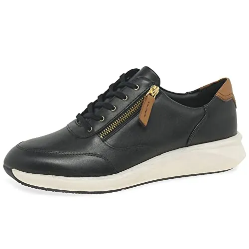 Clarks Un Rio Zip Leather, Zapatillas Mujer, Black Leather, 40 EU