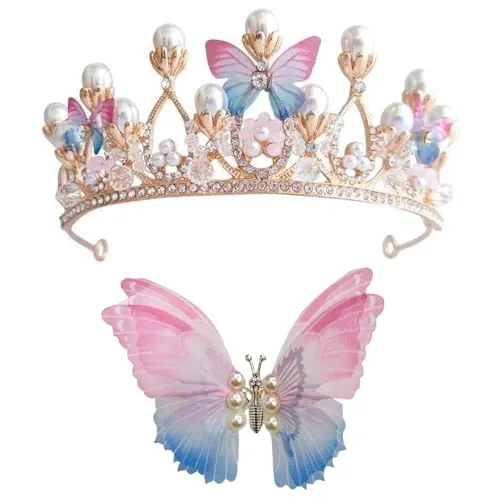 1 Pieza De Accesorios Para El Cabello Con Corona De Mariposa, 1 Pieza De Horquilla De Mariposa Danzante, Diseño Brillante Y Elegante, Linda Horquilla Para Niños