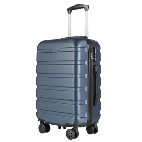 T-LOVENDO.ES Maleta de Viaje Cabina 55x40x20- Equipaje de Mano- 4 Ruedas giratorias- Material ABS Ligero- Semirígida- Candado o Cerradura combinación- Asa telescópica- Trolley- Azul Marino