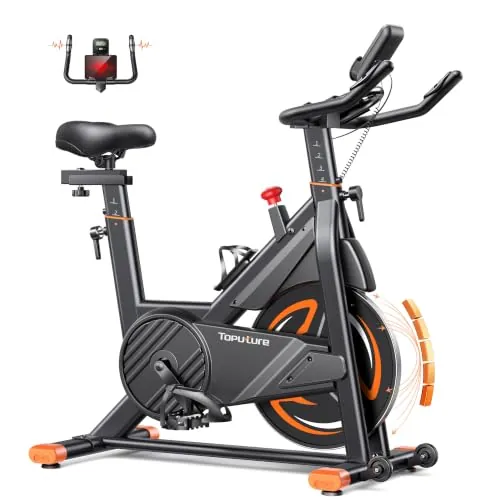 2026 Toputure Bicicleta Estática Silenciosa y Profesional con APP- Mejorada | Bici Estática Magnética con Volante 15 kg, Ciclismo Indoor con Pantalla LCD y APP, Pulso, Soporte para Tableta, Max 160 KG