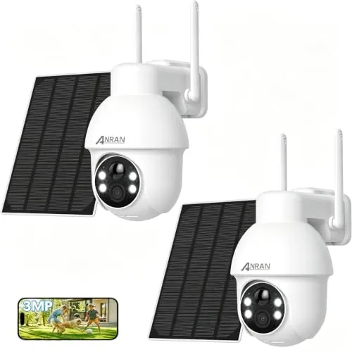 ANRAN Cámara de Vigilancia WiFi Solar Exterior 2K, 2Pcs