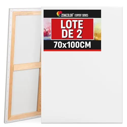 Zenacolor - Set de 2 Lienzos para Pintar Grande 70x100cm - 100% Algodón