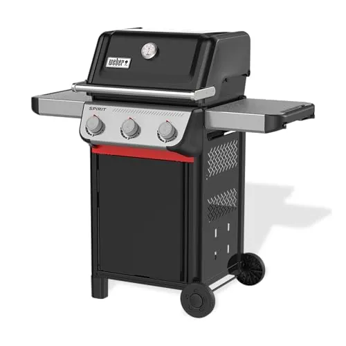 Weber Spirit E-310 barbacoa de gas, 3 quemadores, superficie de cocción de 51 x 46 cm, termómetro en la tapa, 2 ruedas - Negro/Plata (1500867)
