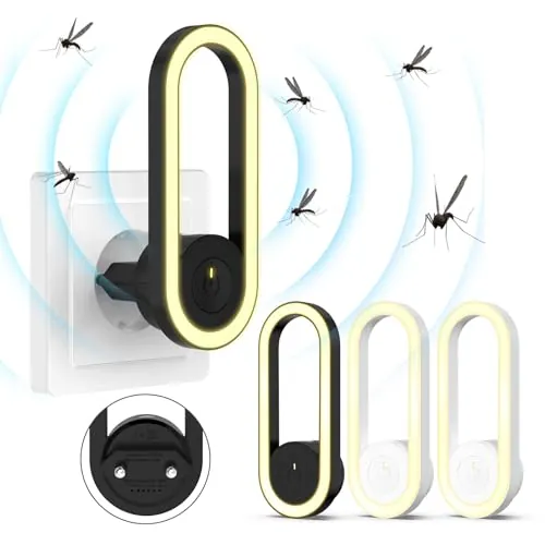 Repelente Ultrasónico de Plagas, 4 Paquetes Electrónico Repelente Mosquitos Control de Plagas, Repelente Ultrasónico Anti Mosquitos para Interiores, Insectos, Moscas, Cucarachas, Arañas, Roedores