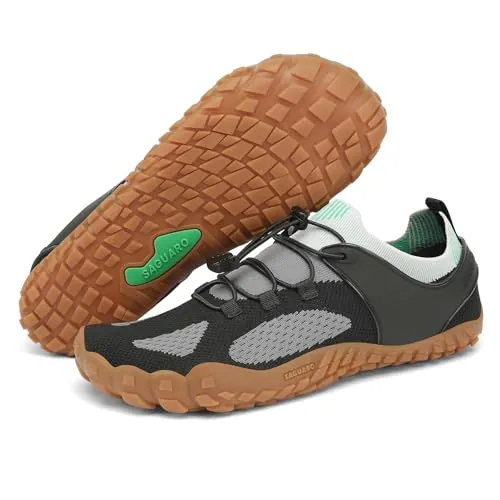 SAGUARO Barefoot Hombre Mujer Zapatillas Minimalistas Calzado Minimalistas Zapatillas de Trail Running Exterior Zapatos Barefoot Negro Oscuro,Gr.43