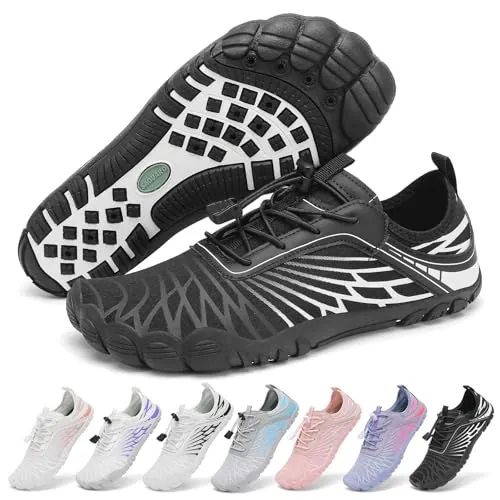SAGUARO Barefoot Zapatillas Mujer Escarpines de Agua Secado Rápido Zapatos Minimalistas Ligeras Calzado Descalzos con Puntera Ancha, Negro, 38 EU