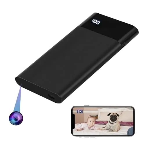 WIWACAM Camara Espia 2K Ultra HD WiFi, Camara para Ver En El Movil, Visión Nocturna, Batería de 5000 mAh, Interior Mini Cámaras, Detección de Movimiento, para el hogar, Las Mascotas y el bebé