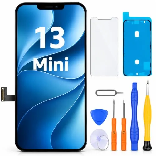 LL TRADER Pantalla para iPhone 13 Mini LCD 5.4" y Kit de Reparación A | Marco de Montaje para Digitalizador Táctil 3D Touch con Pantalla FHD, con Cinta Adhesiva Impermeable y Protector