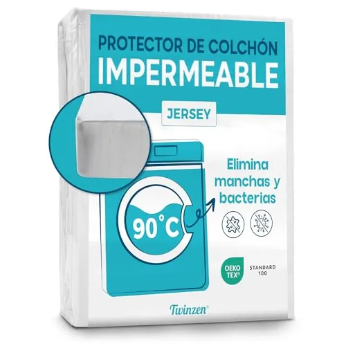 Twinzen - Protector Colchon 90 cm - Protección Impermeable y Transpirable - Cubre Colchon 90 x 200 cm
