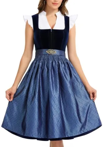 Dirndl Mujer Oktoberfest Conjunto Midi Tradicional Germandress 3 Piezas