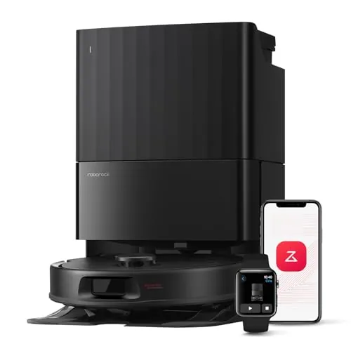 roborock Robot Aspirador QV 35A, 8000Pa de succión, Dos mopas giratorias elevables, cepillos antienredos, tecnología reactiva para Evitar obstáculos, navegación y mapeo,Negro