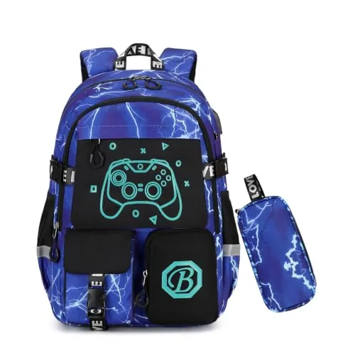 Byitin Grande Mochila Niño con Estuche, Diseño Fluorescente