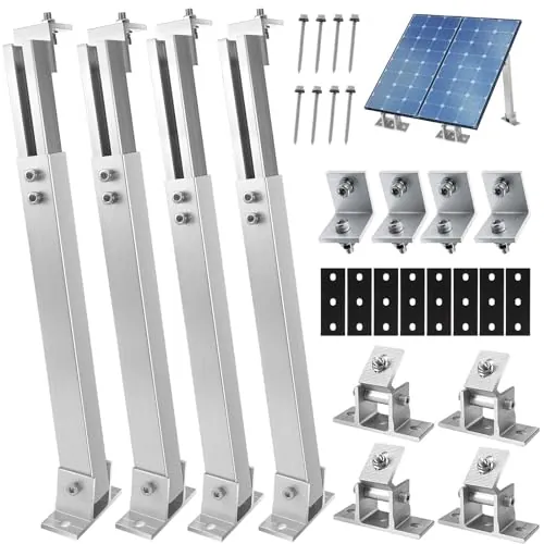 Royouzi Soporte para Panel Solar,1 Pares de Soporte para Panel | Solar de Suelo de Aluminio con áNgulo Ajustable de 15°-30°, Adecuado para Barcos, Autocaravanas, techo (2)