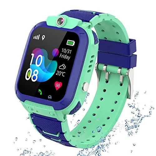 PTHTECHUS Reloj Inteligente para Niños Impermeable - Niños Reloj Inteligente GPS Tracker Posicionamiento Teléfono, Llamada de Emergencia SOS Valla electrónica Cámara Despertador PodometreChat Vocal
