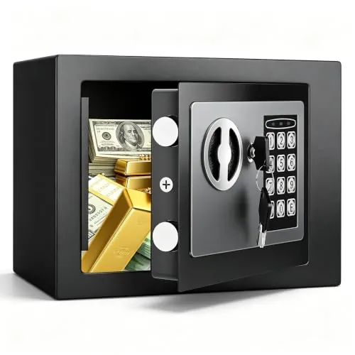 CDC DlGl 6.6LCaja Fuerte Anti-Robo Electrónica con 2 Llaves, Caja Fuerte Empotrable Digital para El Hogar/La Oficina Caja de Seguridad para Objetos de Valor Como Dinero Armas en Efectivo