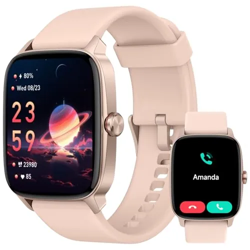 Reloj Inteligente Mujer Hombre con Llamadas Bluetooth y Voz AI, 1.85'' Smartwatch con Whatsapp Notificación, Pulsómetro/SpO2/Sueño/Podómetro, 110+ Modos Deportivos, Impermeable IP68 para iOS/Android