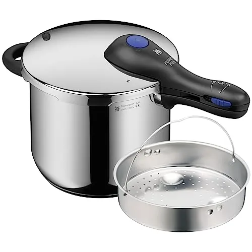 WMF Perfect Plus - Olla Rápida Ø 22 cm de Diámetro de 6 Litros y Medio. Con Protección Contra Llamas. Con Interior. Acero Inoxidable Cromargan para Inducción