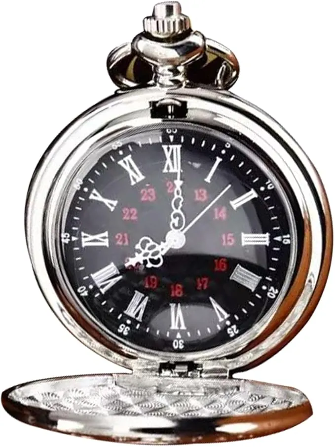 Reloj De Bolsillo Vintage,Reloj De Escudete Hombre,Reloj De Bolsillo Con Cadena,Reloj De Bolsillo De Cuarzo Con Cadena,Reloj De Bolsillo Vintage Dial De Números Romanos,Reloj De Bolsillo Retro Para