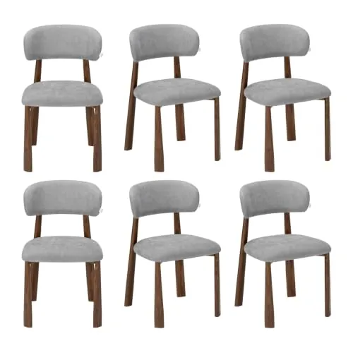 WOLTU Juego de 6 Sillas de Comedor,Chenilla,Gris