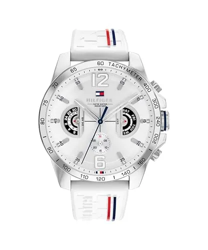 Tommy Hilfiger Reloj Analógico Multifuncional de Cuarzo para Hombres con Correa de Silicona, Acero Inoxidable o Cuero, Subesferas para Día y Fecha, Resistente al Agua hasta 5ATM.