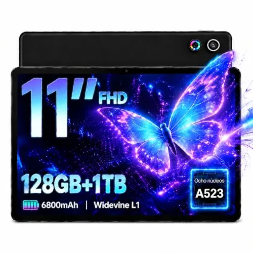 NIDUBIO Tablet, Tablet Android de 11 Pulgadas, 16 GB RAM 128 GB ROM Ampliable hasta 1 TB, Octa-Core, Batería de Gran Capacidad de 6800 mAh, Cámara Dual, Desbloqueo Facial (Negro)