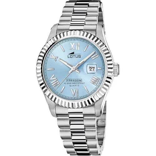 LOTUS Reloj Hombre Analógico de Acero Inoxidable 316l Plateado