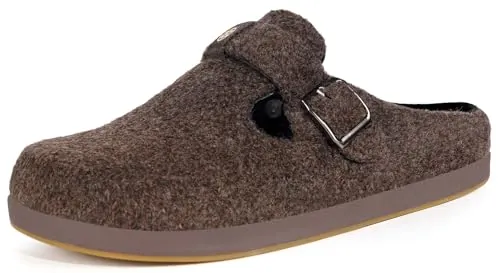 Sisttke Zapatillas de Estar Hombre Mujer Pantuflas de Fieltro,Marrón,37 EU | Invierno Cálido,Antideslizante,Plantilla Intercambiable,Casa Cerradas,Unisex Zapatos,Interior Exterior,Suela de Goma