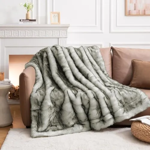 HOMFINE Manta Piel Sintetica Pelo Largo 270x230cm Blanco