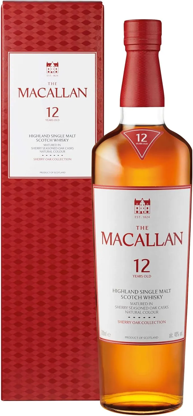 Macallan Sherry Oak 12 Años Whisky Single Malt Escocés 70cl,El embalaje puede variar.