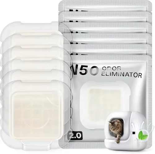 6 x N50 2.0 Eliminador de olores para Pura Max/Pura Max 2 / Purobot Max Pro Autolimpiante, Inodoro para gatos autolimpiante, control de olores a largo plazo, combate los olores, elimina olores