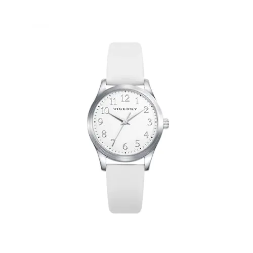 Viceroy 41130-05 Reloj Niña Blanco - Informal 28MM, Cuarzo Analógico, Pulsera Rosa