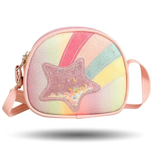 MUNSKT - Bolso de mano para niña, diseño de arcoíris Star para niñas, mujeres, niños, bolso bandolera para mujer, monedero, niña, rosa, Talla única