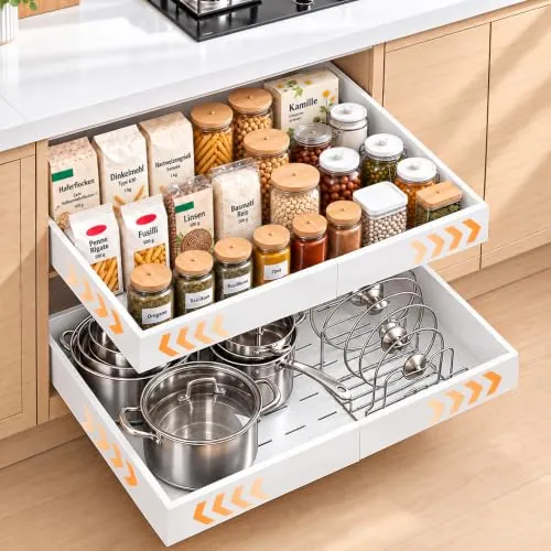 PNNP Paquete 2 Cajones Extraibles para Cocina: Ancho Ajustable (32-53cm)