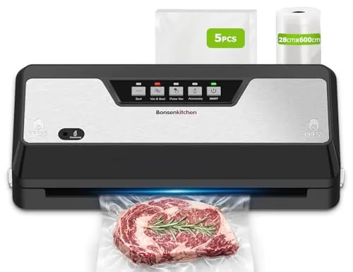 Bonsenkitchen Envasadora al Vacio 125W, Cortador Integrado, VS3019