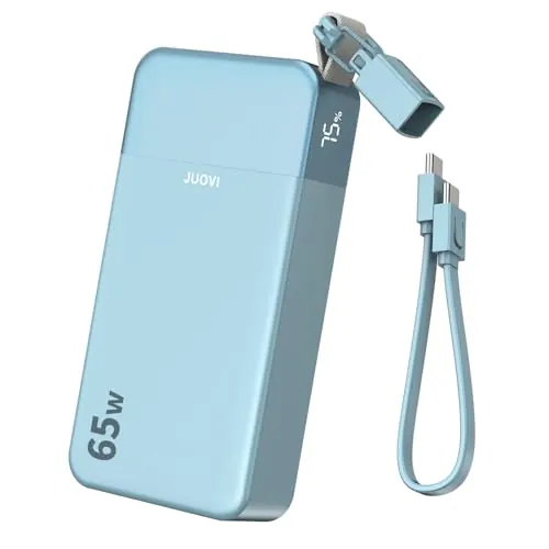 JUOVI Batería Externa Carga Rápida, 65W Power Bank 20000mAh con USB-C Cable